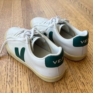 Veja White and Green Campo Sneakers